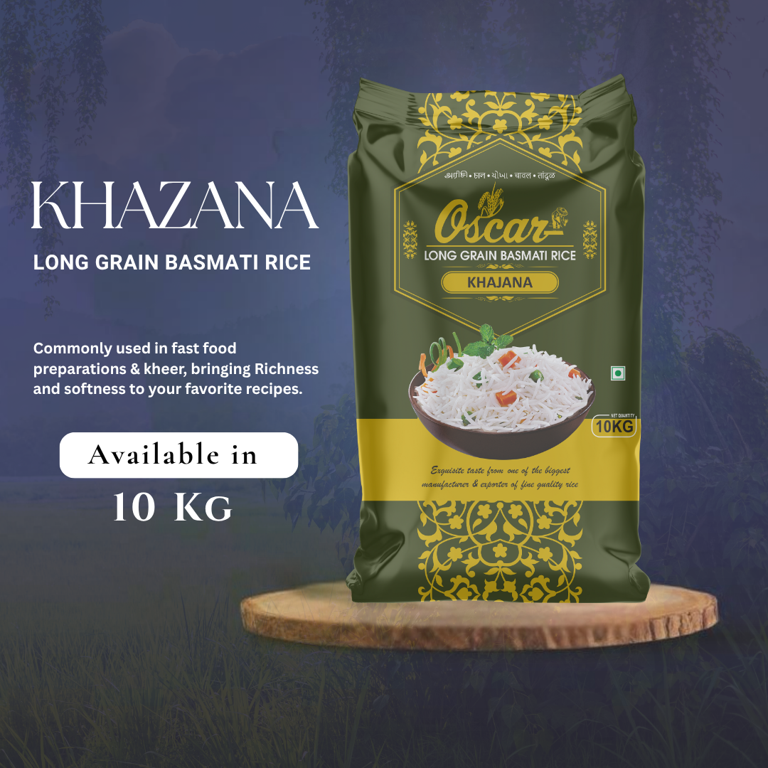 Oscar Khazana Long Grain Basmati Rice - Soft & Rich Texture (10 KG)