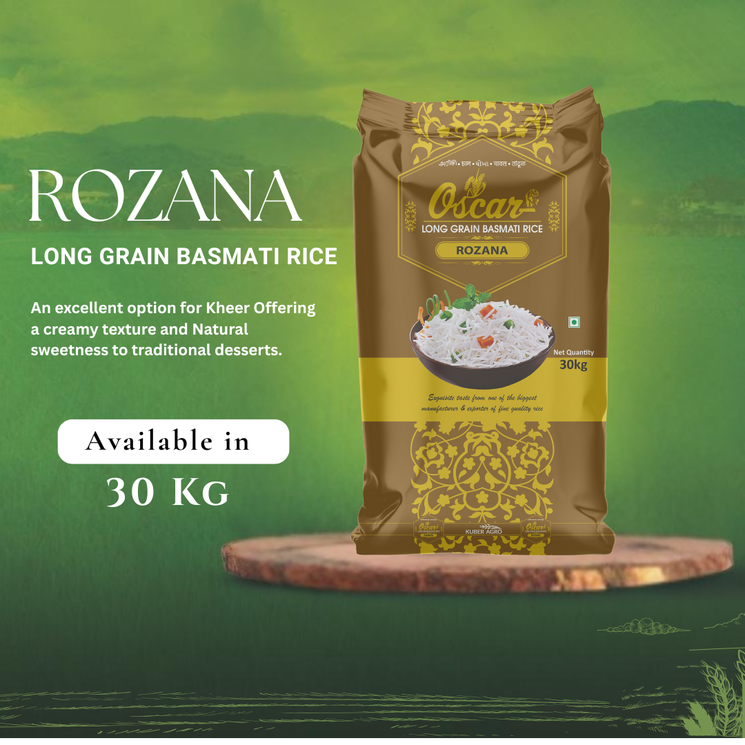 Oscar Rozana Long Grain Basmati Rice - 30 KG: Creamy Texture for Kheer & Desserts