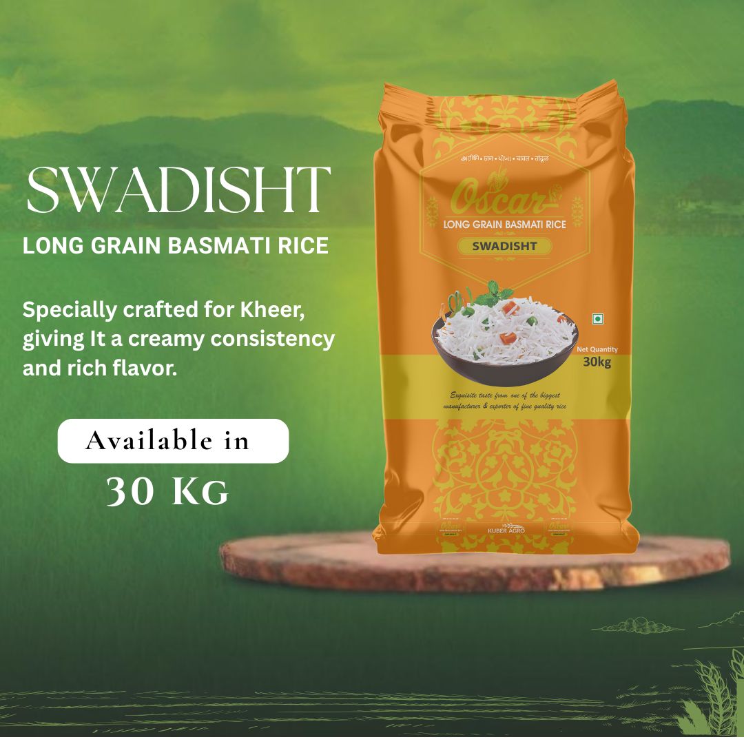 Oscar Swadisht Long Grain Basmati Rice 30 KG - Crafted for Creamy Kheer
