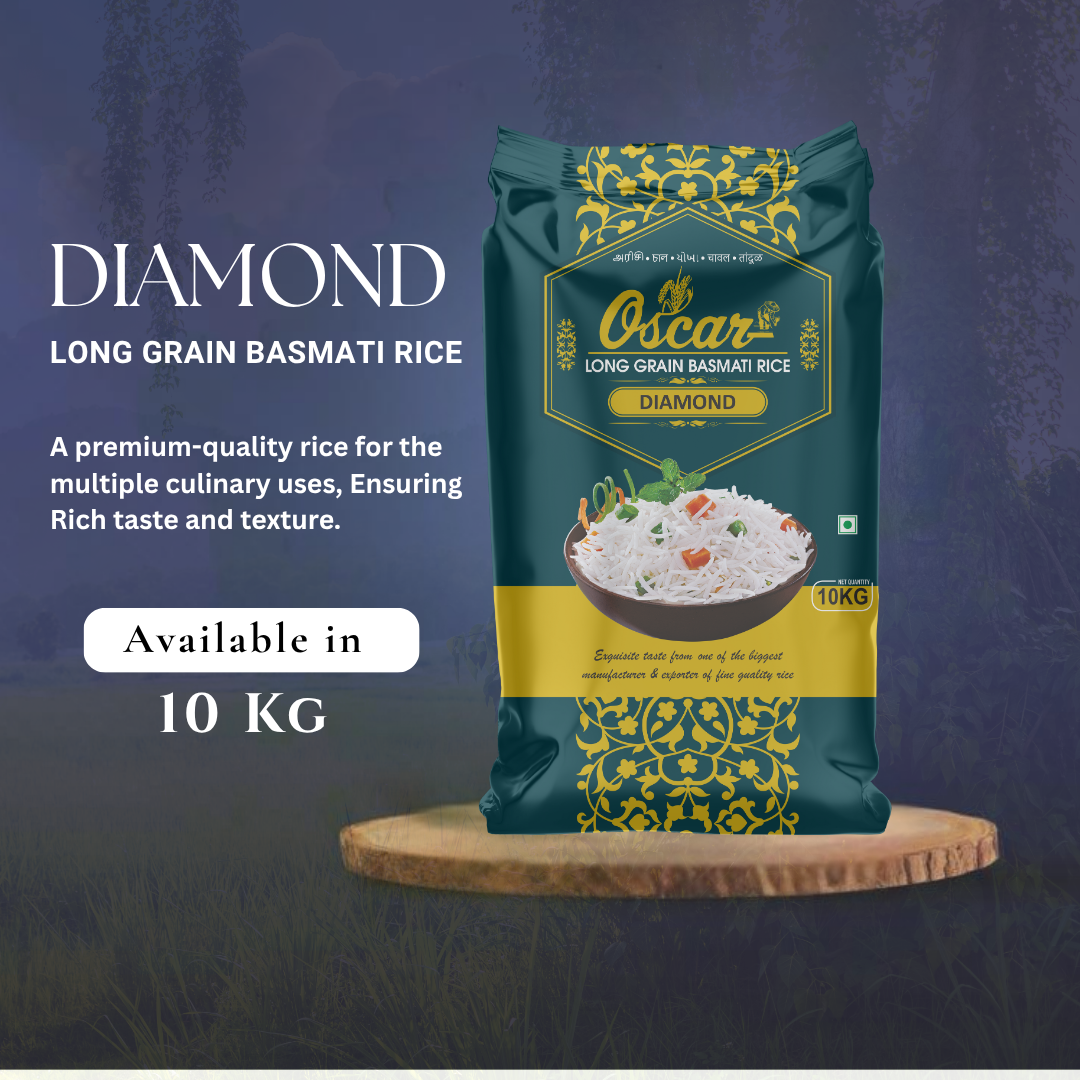 Oscar Diamond Basmati Rice 10 KG - Rich Taste & Texture for All Culinary Uses