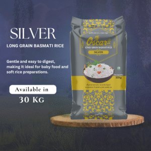 Oscar Silver Long Grain Basmati Rice 30 KG - Gentle, Easy to Digest