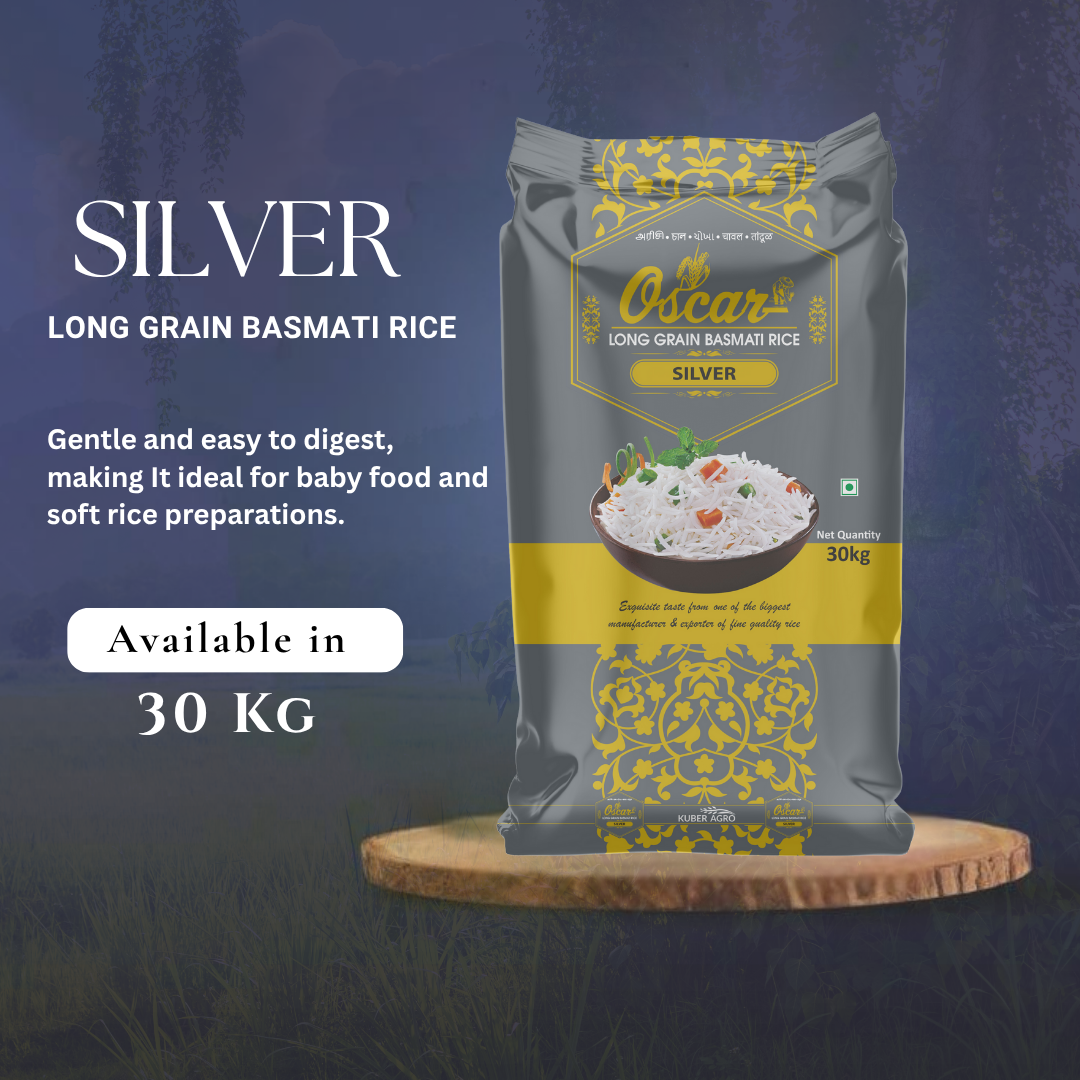 Oscar Silver Long Grain Basmati Rice 30 KG - Gentle, Easy to Digest