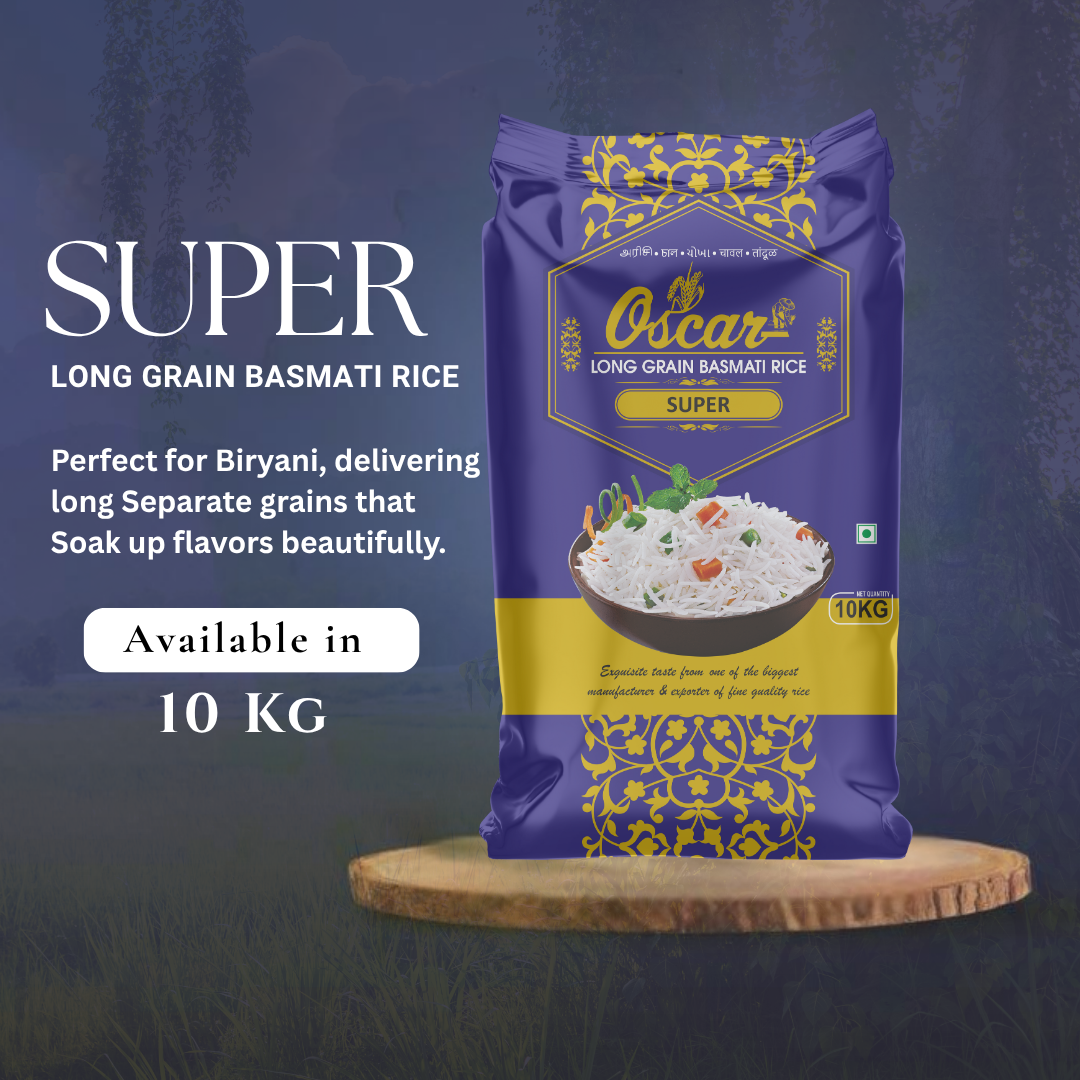 Oscar SUPER Long Grain Basmati Rice - Perfect for Biryani (10 KG)