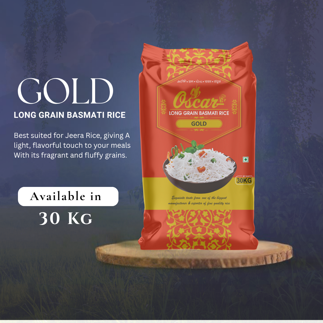 GOLD 30kg LONG GRAIN BASMATI RICE - Jeera Rice Specialist & Family Favorite