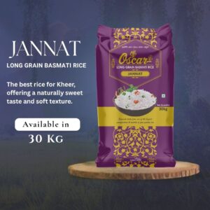 Oscar Jannat Long Grain Basmati Rice 30 KG - Naturally Sweet for Kheer