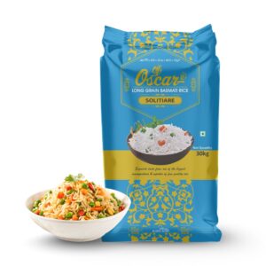Oscar SOLITIARE Long Grain Basmati Rice - (30 KG) Firm & Fluffy for Fried Rice
