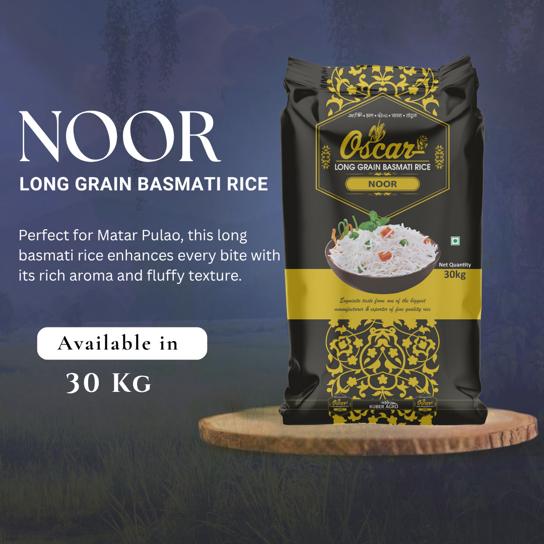 NOOR 30kg LONG GRAIN BASMATI RICE - Premium Pulao & Daily Family Choice