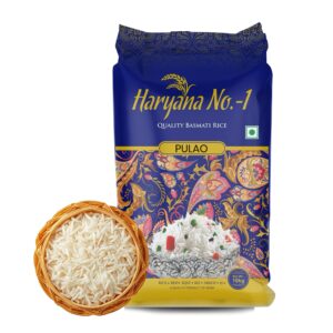 Pulao Long Grain Basmati Rice - 5 kg Pack - Perfect for Matar Pulao | Rich aroma and Fluffy texture